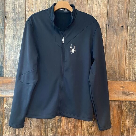 Spyder Men’s S Black Zipper Thick Long Sleeve Pocket Outdoor Pullover Jacket - Picture 2 of 8